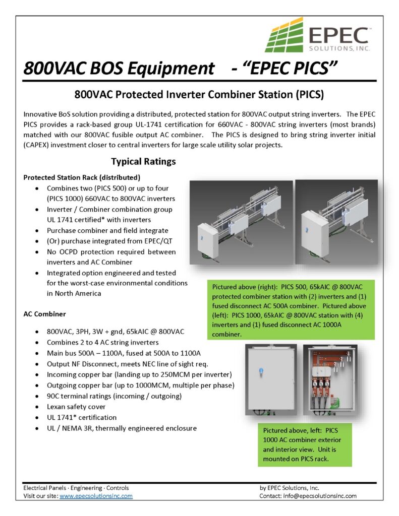 800VAC BOS Equipment - EPEC Solutions