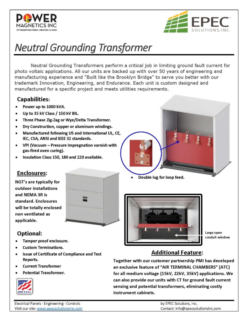 Neutral Grounding Transformer - EPEC Solutions